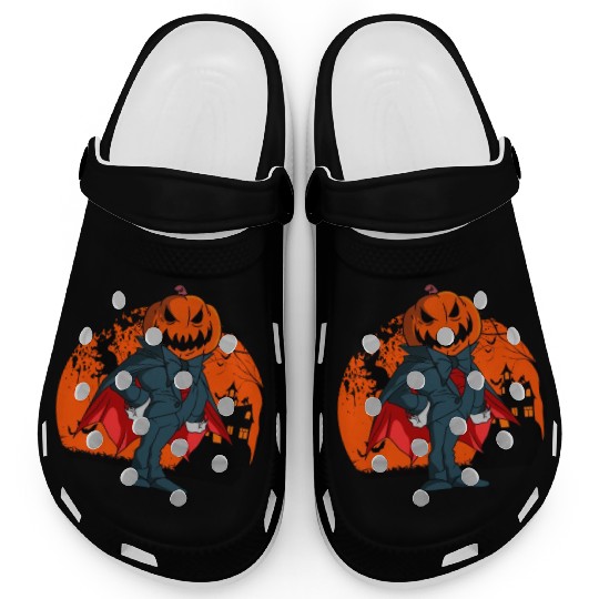 Vampire Pumpkin Head Jack O' Lantern Halloween Clogs