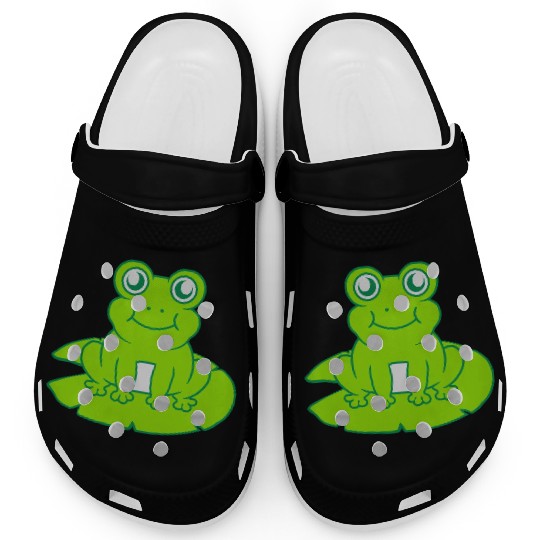 frog sitting water lily sea leaf Clogs