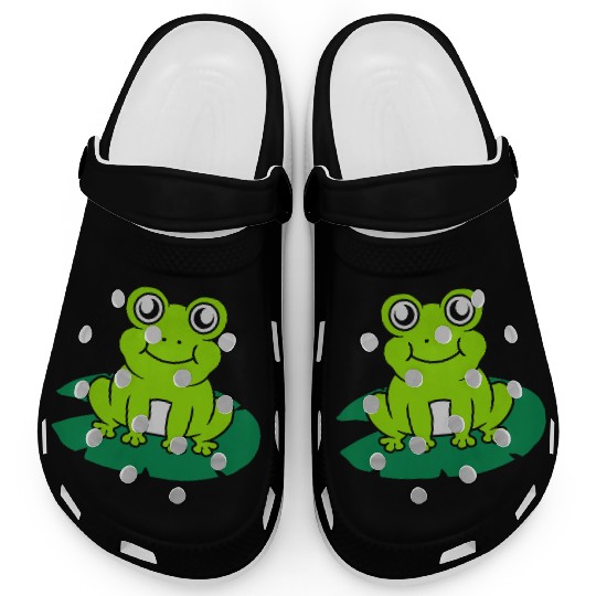 Cute frog sitting water lily Clogs