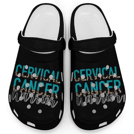 Cervical Cancer Awareness Month Warrior Teal White Clogs