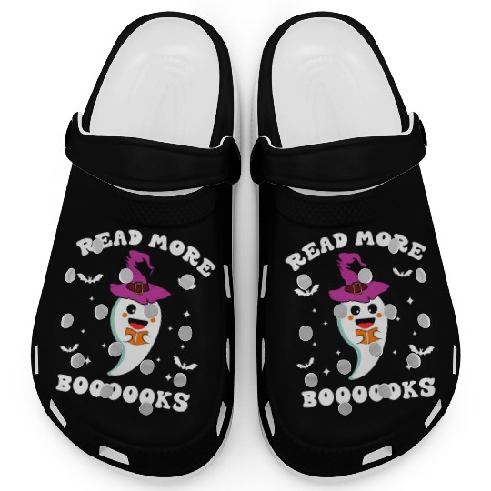Cute Ghost Read More Books Funny Teacher halloween Clogs