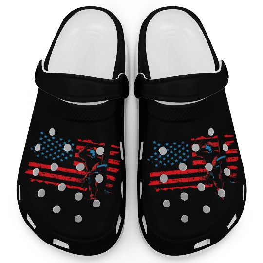 Lineman Electrician US Flag Gift For Men And Women Clogs