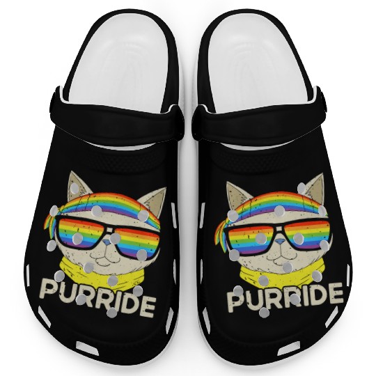 Purride Cat Pride Ally LGBT Community Rainbow Clogs