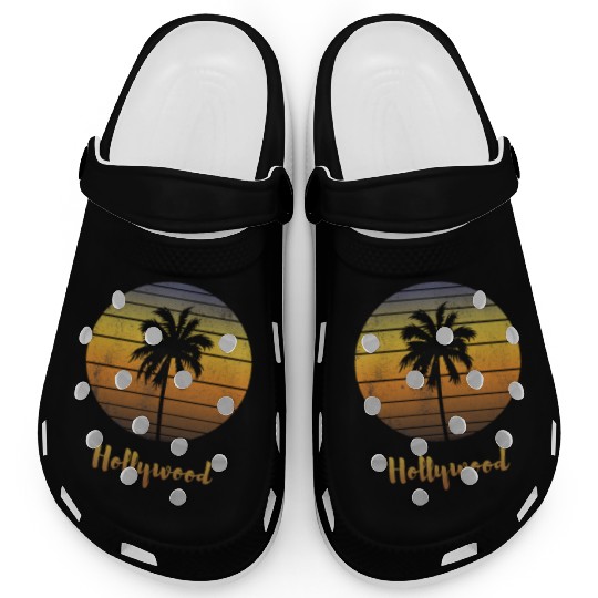 Retro Souvenir Hollywood California Sunset Clogs