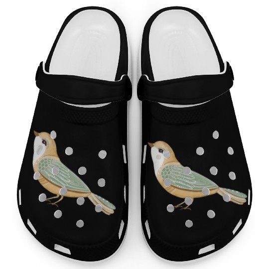 Folk art little fancy bird Clogs