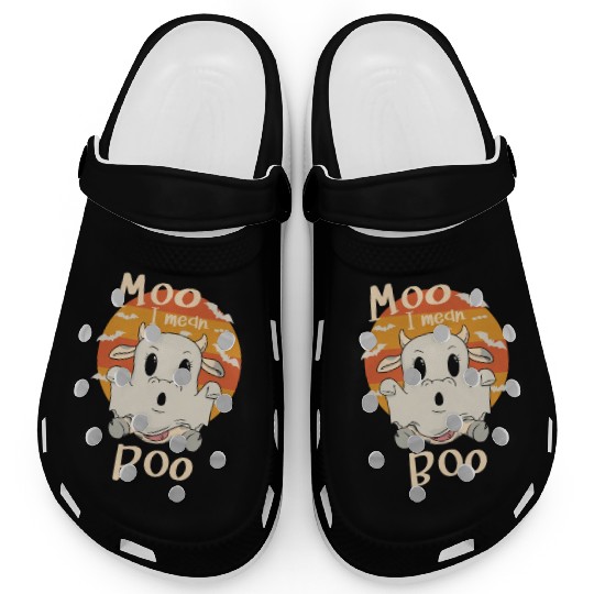 Moo I Mean Boo Trick Or Treating Cow Halloween Clogs
