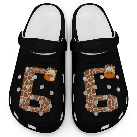 Number 6 Giraffe 6th Birthday Costume 6 Year Old Clogs