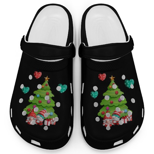 christmas is love, gnomes, christmas tree, love Clogs