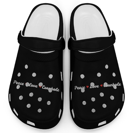Peace love cornhole heart Clogs