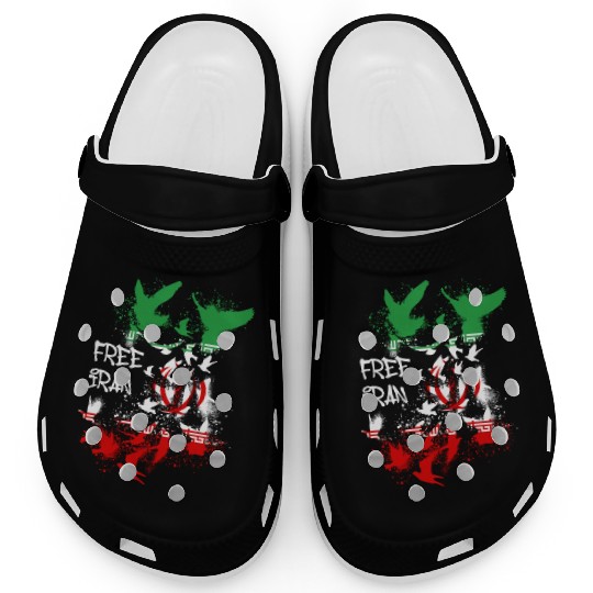 free iran, freedom, iran, no headscarves, flag Clogs