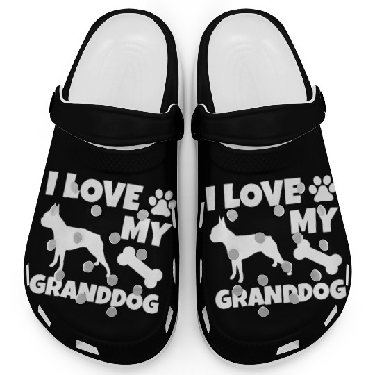 I Love My Granddog Boston Terrier Clogs
