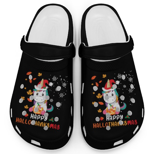 Unicorn Lover Halloween Happy Hallothanksmas Clogs