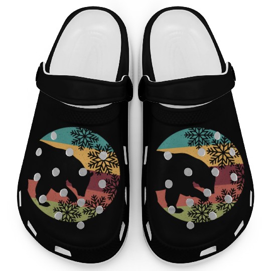 Retro Christmas Bear and Snowflakes for Bear lover Clogs