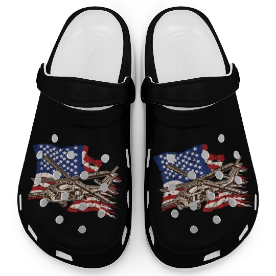 Helicopter with american flag background - chopper Clogs