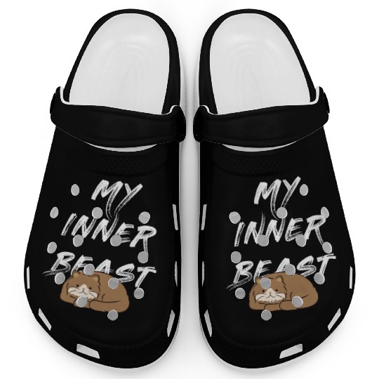My Inner Beast text white Clogs
