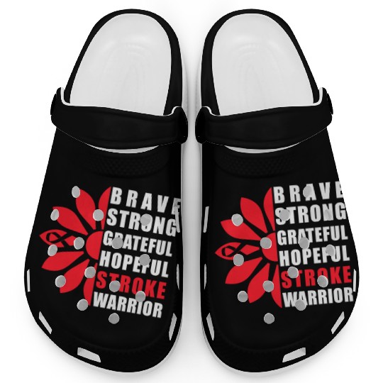 Stroke Awareness Brave Strong Grateful Stroke Clogs