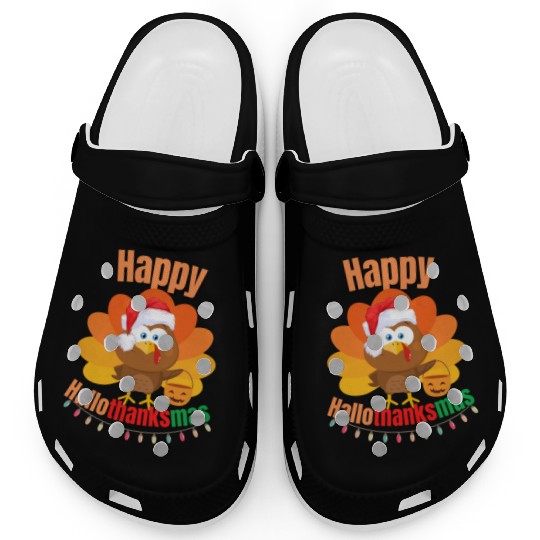 Happy Hallothanksmas Trick or Treat Santa Turkey Clogs