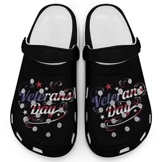 US Flag Colored Logo For Veterans Day Clogs