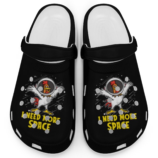 Rooster Cock Astronaut I Need More Space Clogs