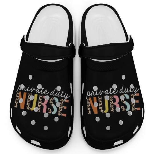 Private-Duty Nurse Colorful Leopard Print Funny Clogs