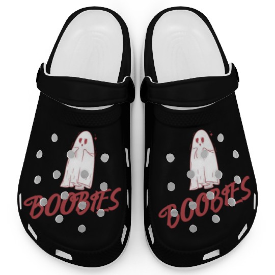 Surprised ghost loves boobies, Boo halloween Clogs