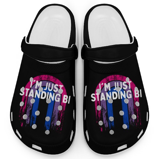 I'm Just Standing Bi Bisexual Sayings Bi Pride Clogs