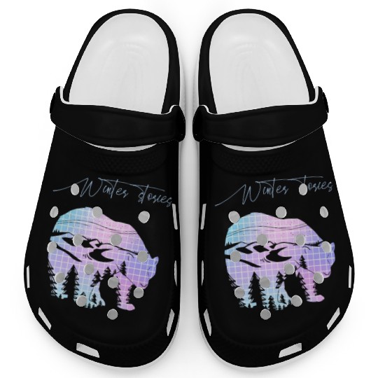 Winter stories Bear Trees Pastel Rainbow Clogs