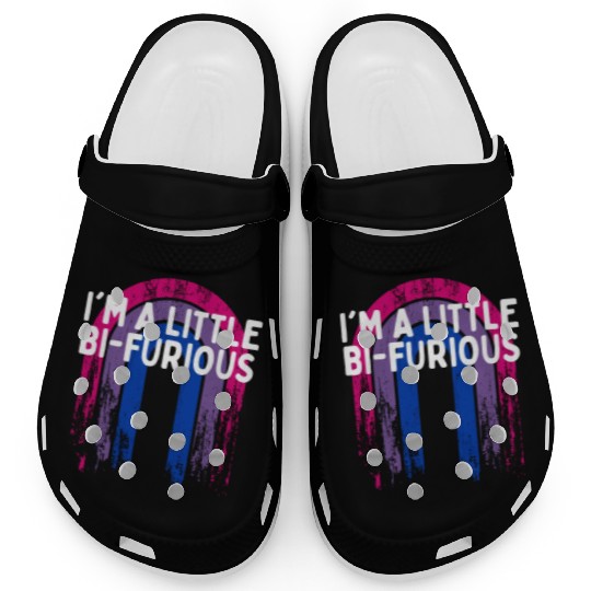 I'm a Little Bi-Furious Bisexual LGBTQ Bi Pride Clogs
