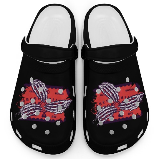 Retro Halloween Skeleton Playing Ouija Horror Clogs