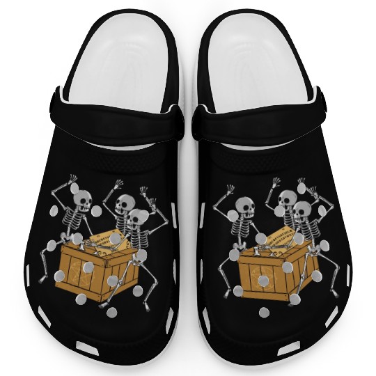 Retro Halloween Skeleton Playing Ouija Horror Clogs