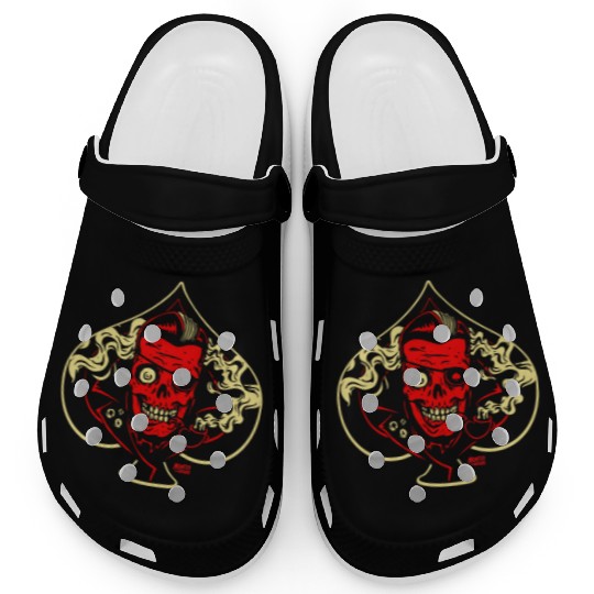 Ace of Spades Rockabilly Skull Clogs