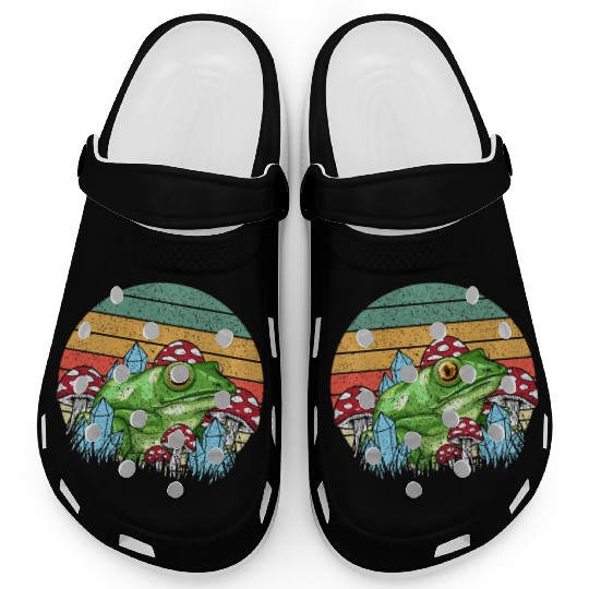Retro Realistic Toad Frog Mushrooms Clogs