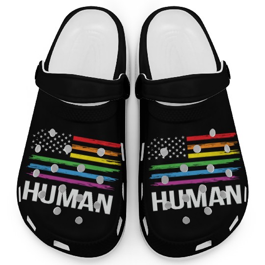 LBGT Flag Gay Pride Human Vintage Rainbow Clogs