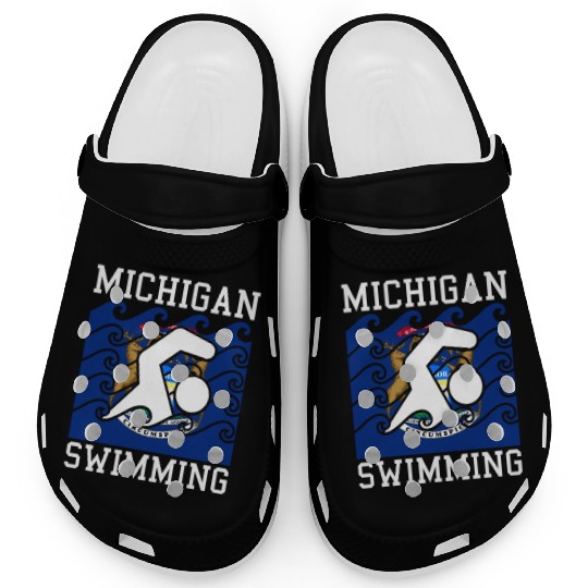 Michigan Flag Swimming Team Swim Swimmer US State Clogs