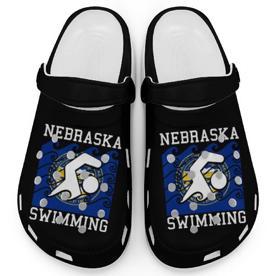 Nebraska Flag Swimming Team Swim Swimmer US State Clogs