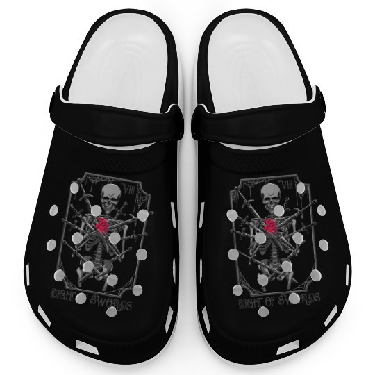 8 of Swords Tarot Card Skeleton Witchy Pagan Clogs