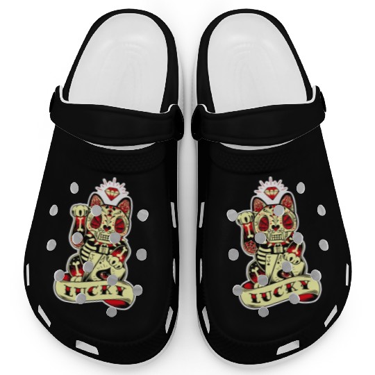 lucky cat Skull Candy Clogs
