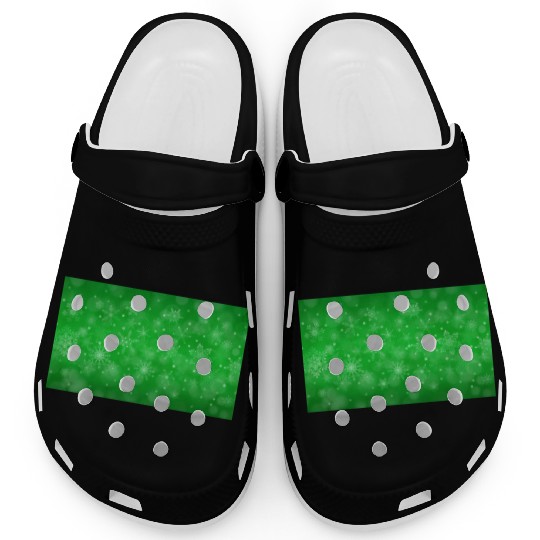 Green Christmas Snowflakes Bokeh Winter Clogs