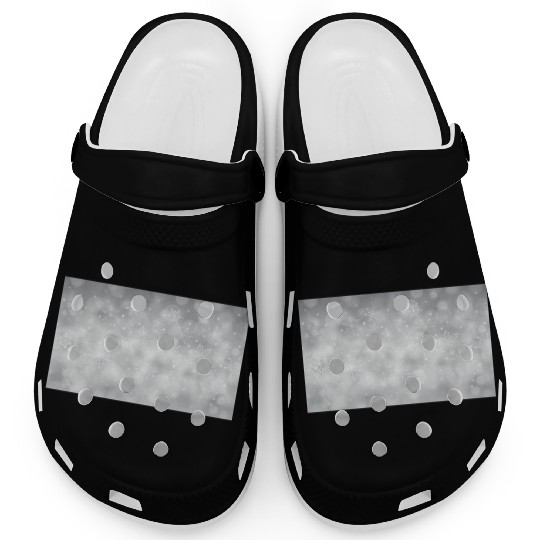 Grey Bokeh Christmas Snowflakes Clogs