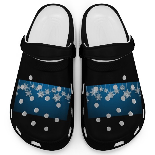 Elegant Hanging Snowflakes Navy Blue Clogs