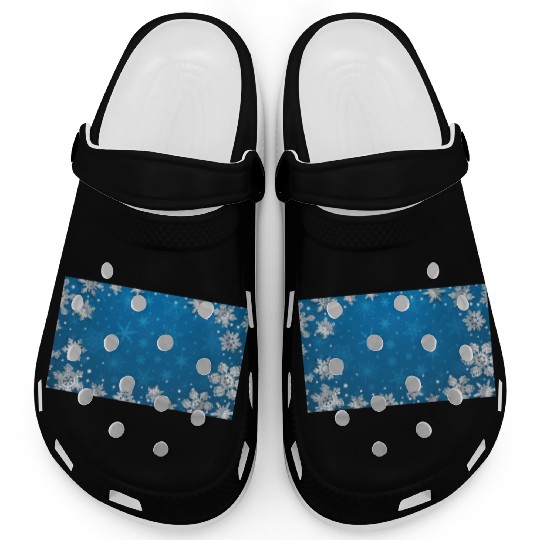 Winter Snowflakes Navy Blue Pattern Clogs