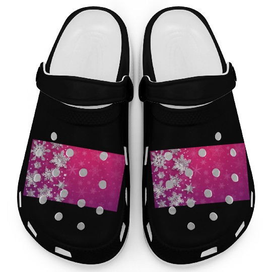 Elegant Christmas Snowflakes Pattern Pink Clogs