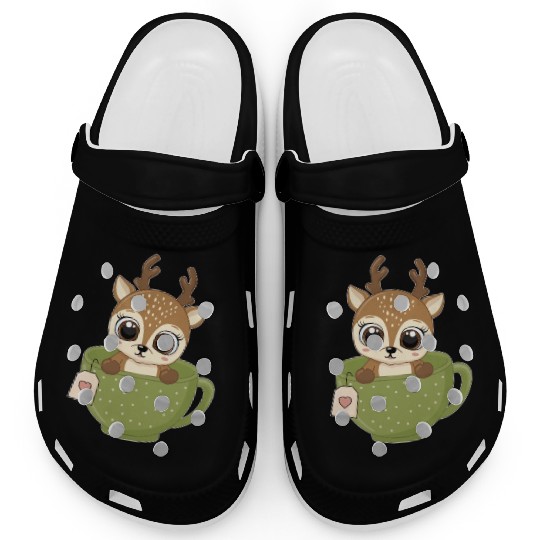 Girls Baby reindeer in cup Christmas kid gifts Clogs