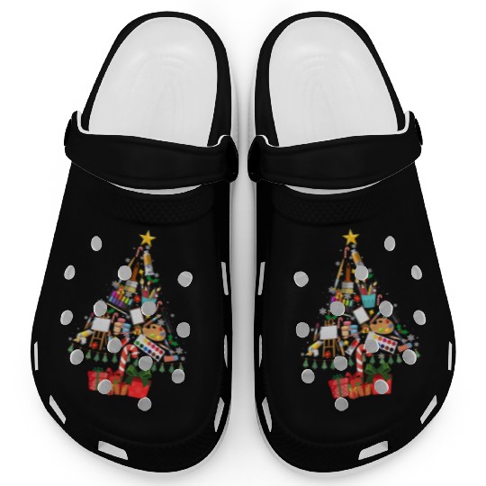 Art Xmas Tree Decor Art Teacher Ugly Artist Xmas Clogs