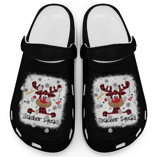 Bleached Teacher Squad Reindeer Funny Teacher Clogs