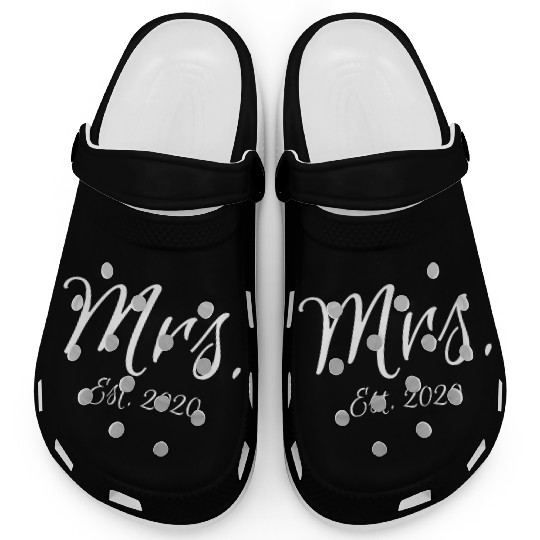 Matching Script Mr & Mrs Bridal Bride Mrs Est 2020 Clogs
