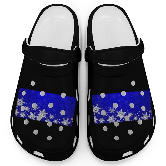 Modern Blue Snowflakes Pattern Clogs