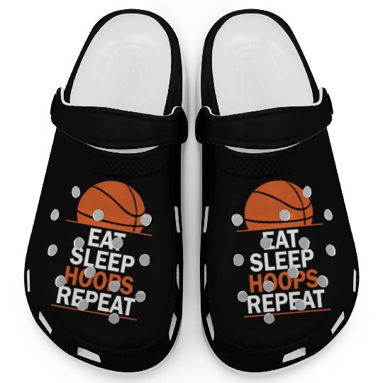 Eat Sleep Hoops Repeat Basketball Clogs