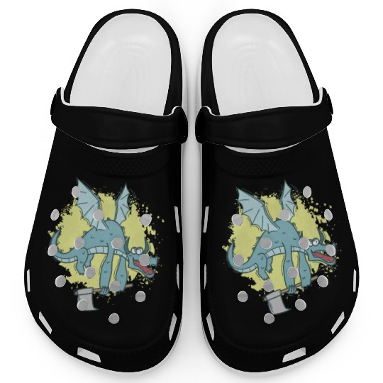 funny Dragon with Axe cute Animal Clogs