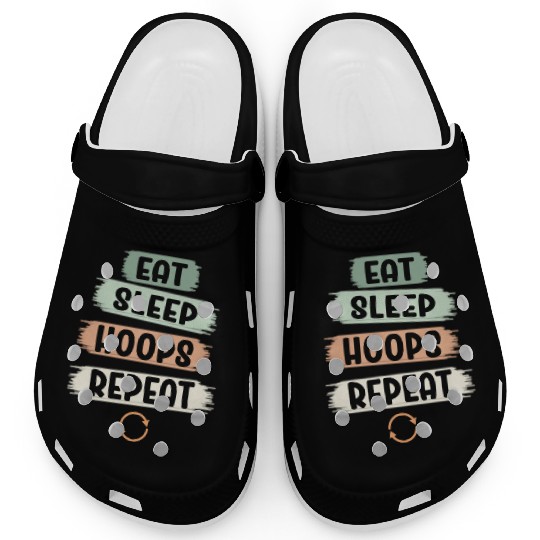 Eat Sleep Hoops Repeat Basketball Clogs